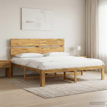 vidaXL Tweepersoonsbed met hoofdeinde ROSTOCK Wit 200 x 200, Huis en Inrichting, Verzenden, Wit, Hout, Nieuw