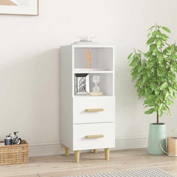 vidaXL Dressoir 34,5x34x90 cm bewerkt hout wit, Verzenden, Nieuw, Overige houtsoorten, Minder dan 50 cm