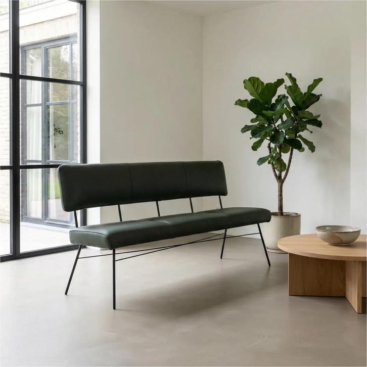 Leren eetkamerbank Solid - Hermes Verde (donkergroen) -, Huis en Inrichting, Stoelen, Overige kleuren, Nieuw, Leer, Ophalen of Verzenden