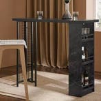 Zwarte Bartafel met Opbergruimte – MDF & Metaal, 120 cm, Verzenden, Nieuw