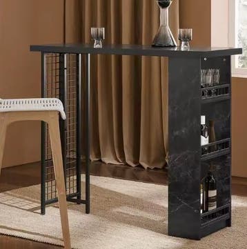 Zwarte Bartafel met Opbergruimte – MDF & Metaal, 120 cm, Verzenden, Nieuw