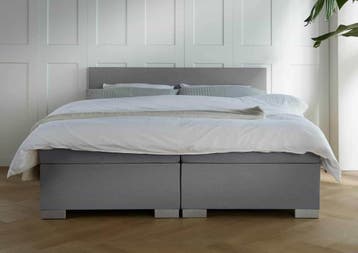 ACTIE! Boxspring Andorra 160 200 Grijs, Verzenden, 200 cm, 160 cm, Nieuw