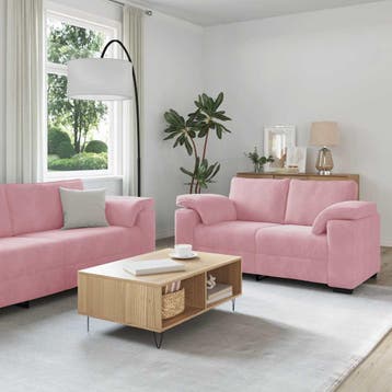 vidaXL 2-delige bankset met kussens roze fluweel, Verzenden, Nieuw, Vierpersoons of meer, Stof