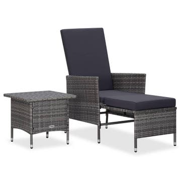 vidaXL 2-delige Loungeset met kussens poly rattan grijs, Verzenden, Nieuw, 2 zitplaatsen, Loungeset