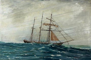 Gilbert Geary (XX) - A schooner at sea in high winds. No, Antiek en Kunst