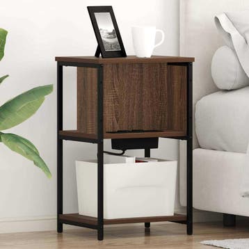 vidaXL Nachtkastje 2 pcs Bruin Eiken 38 x 31 x 61 cm Bewerkt, Minder dan 45 cm, Verzenden, Nieuw, 55 tot 70 cm