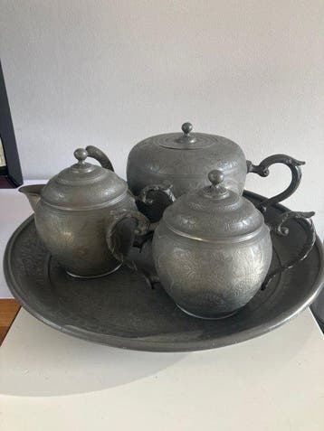 wahlee swatow pewter - Drinkservies (4) - Tin - Chinees tin