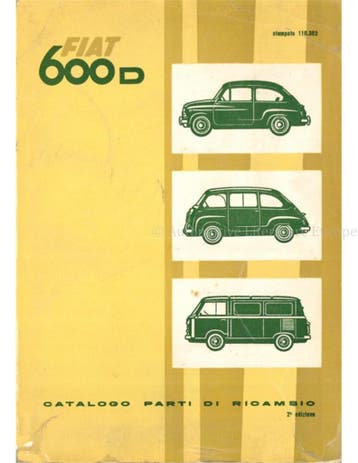 1961 FIAT 600D | 600D MULTIPLA | 600 T BESTEL ONDERDELEN
