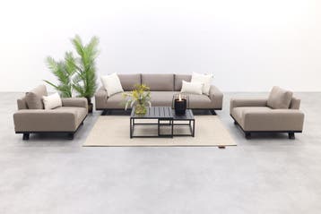VDG Barcelona/Royalty Sunbrella stoel-bank loungeset - Taupe, Verzenden, Nieuw, Overige materialen, Loungeset