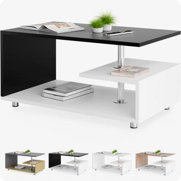 Salontafel Orlando Wit/Zwart 95x55x50cm (Meubelen), Verzenden