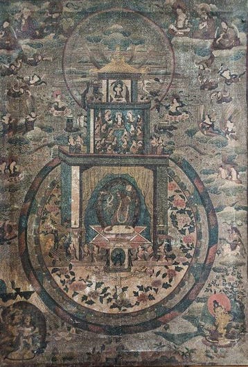 Sino-Tibetaanse Thangka van de Zuivere Land van Kurukulla, Antiek en Kunst