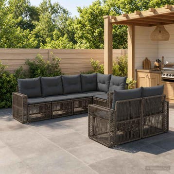 vidaXL Tuinbankenset 7 st 7-Aantal zitplaatsen Grijs en, Tuin en Terras, Verzenden, Nieuw, 7 zitplaatsen