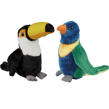 Tropische vogels knuffel set - pluche - 15 cm - lori en, Verzenden, Nieuw