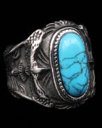Howlite turquoise - Chevalière Viking van Odins Raven: