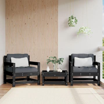 vidaXL Tuinstoelen 2 st massief grenenhout zwart, Verzenden, Nieuw, Tuinset