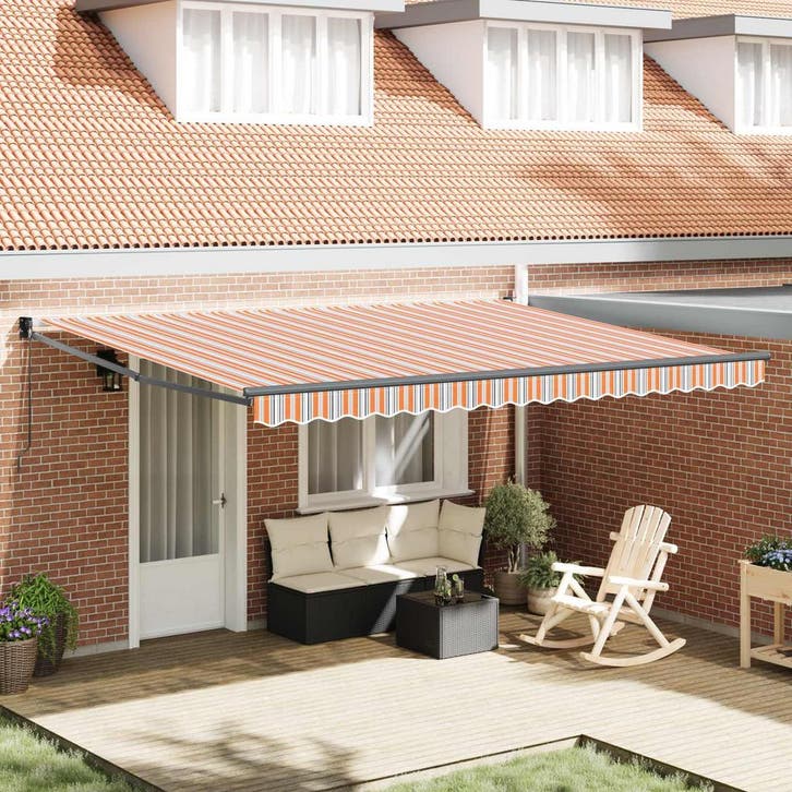 vidaXL Uitschuifbare luifel Meerkleurig 450 × 300 cm, Tuin en Terras, Zonneschermen, Nieuw, Verzenden