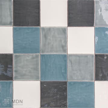 Handvorm tegel mix 13x13 blauw donkergrijs ivoor en laguna, Verzenden, Nieuw