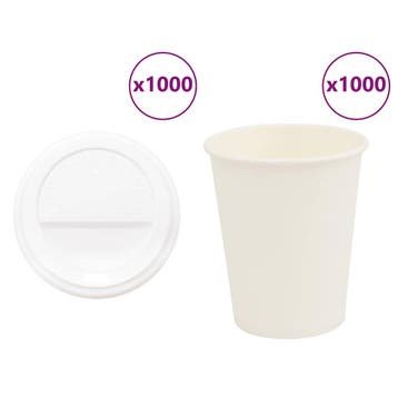 vidaXL Papieren koffiekopjes met deksel 1000 st 8oz 200 ml, Verzenden, Nieuw