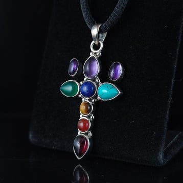 Gemengde edelstenen - Zilver - Hanger -
