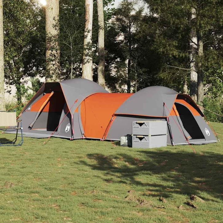 vidaXL Tent 5-persoons waterdicht grijs en oranje, Caravans en Kamperen, Tenten, Nieuw, tot en met 2, Verzenden