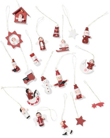 HEMA Houten kersthangers rood - 20 stuks, Diversen, Verzenden, Nieuw