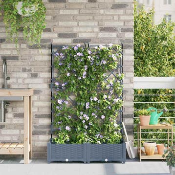 vidaXL Plantenbak 2 st Lichtgrijs 80 x 40 x 125,5 cm PP, Verzenden, Nieuw, Minder dan 60 cm