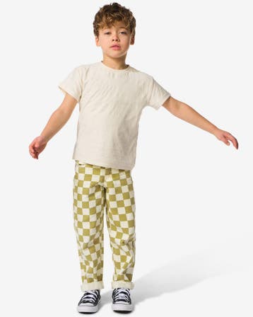 HEMA Kinderbroek regular fit blokken groen, Verzenden, Nieuw