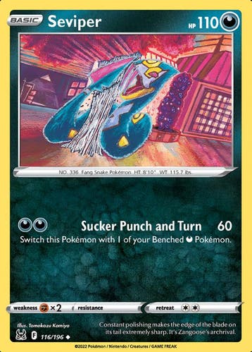 Seviper 116/196 Reverse Holo  Lost Origin, Ophalen of Verzenden, Nieuw, Losse kaart, Foil