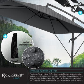 Zweefparasol - Tuinparasol - Parasol 250 cm - Met voet - Met, Verzenden, Zo goed als nieuw
