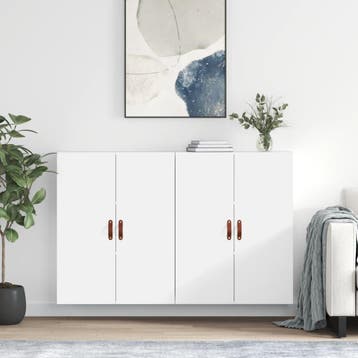 vidaXL Hangkasten 2 st 69,5x34x90 cm wit, Verzenden, Nieuw, 50 tot 100 cm, Minder dan 100 cm