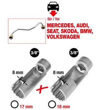 KS Tools 3/8 Inspuitleidingsleutel Dopset 2-dlg, Verzenden, Nieuw