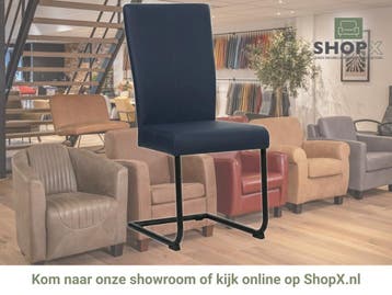 Leren eetkamerstoel Dry - Toledo Kobalt (blauw) - Sledepoot, Huis en Inrichting, Stoelen, Blauw, Nieuw, Leer, Ophalen of Verzenden