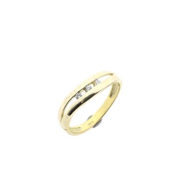 8 karaat ring met zirconia, Sieraden, Tassen en Uiterlijk, Ringen, 18 tot 19, Gebruikt, Geel, Ophalen of Verzenden