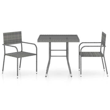 vidaXL 3-delige Tuinset poly rattan antracietkleurig en, Tuin en Terras, 2 zitplaatsen, Nieuw, Tuinset, Verzenden