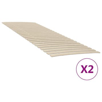 vidaXL Lattenbodem met 48 latten 2 stuks 80x200 cm, Eenpersoons, Bruin, Verzenden, Nieuw