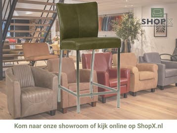 Leren barkruk Revolt laag - Granada Moss (olijf/groen) -, Nieuw, Leer, Ophalen of Verzenden, 90 cm of meer