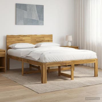 vidaXL Tweepersoonsbed met hoofdeinde ROSTOCK Wit 140 x 200, Verzenden, Wit, Hout, Nieuw