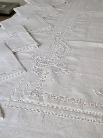 Indochine. - Servet (13) - 275 cm - 170 cm - Tafelkleed en