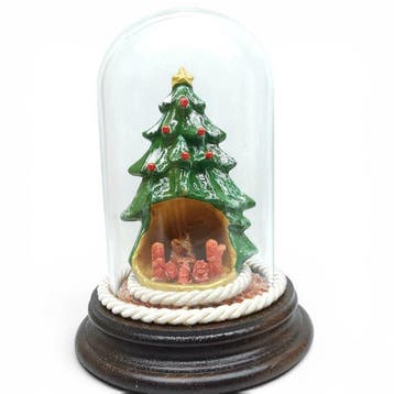 Kerststal - Italiaans vakmanschap - Hout, Glas, Aardewerk -
