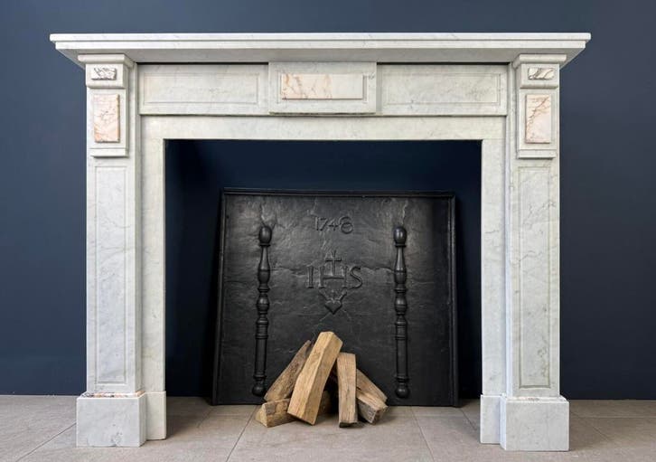 luxe witte Cararra marmer omloop Schouw openhaard mantel., Huis en Inrichting, Haarden, Zo goed als nieuw