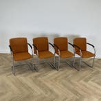 complete set van 4 stuks Lande vergaderstoelen, donker, Ophalen of Verzenden, Gebruikt, Stof