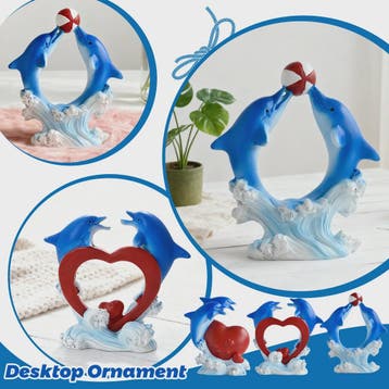 Dolfijn & Hart Decoratie Beeldje - Ocean Thema Resin Ornamen