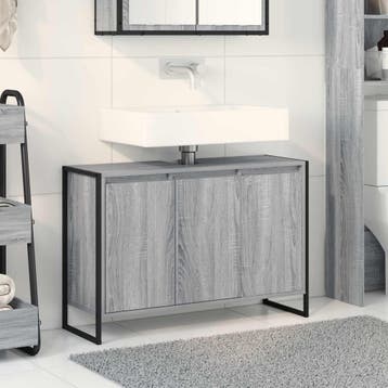 vidaXL Badkamer Kast Grijs Sonoma 90 x 30 x 60 cm Bewerkt, Verzenden, Nieuw