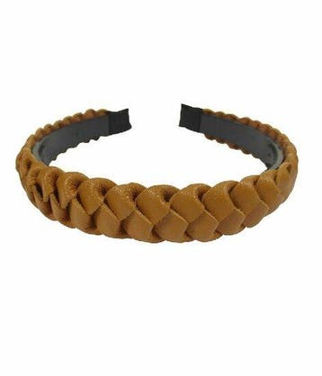 Haarband Diadeem 2,5cm – Gevlochten - Lederlook – Bruin, Nieuw