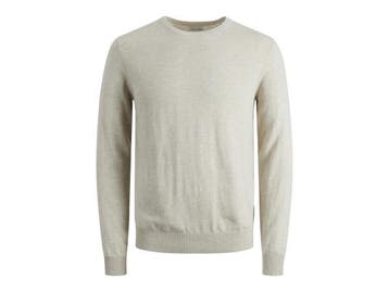 Veiling - Jack &amp; Jones Emil Knit Crew Neck Oatmeal - L, Nieuw