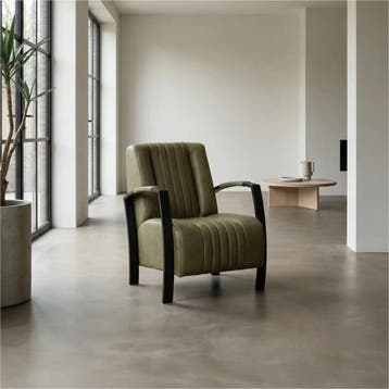 Leren fauteuil Glamour - Vintage Olive (olijf/groen), Nieuw, Ophalen of Verzenden, 50 tot 75 cm, Industrieel, Modern, Retro
