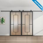 Dubbele stalen Schuifdeuren Zwart 5 Vlaks Maatwerk Mat glas, Nieuw, Metaal, Inclusief glas