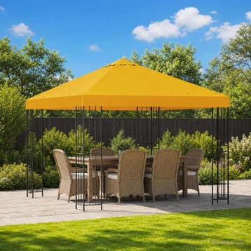 vidaXL Paviljoen 3 x 3 m Geel Polyester en staal 190 gsm, Verzenden, Nieuw