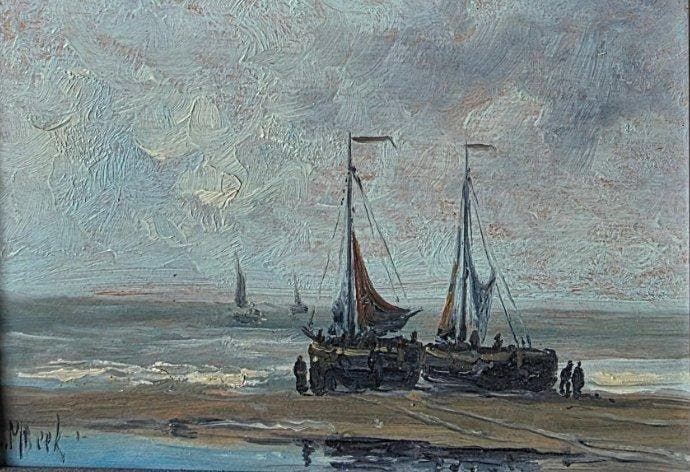 Jurrian.M.Beek (1879-1965) - Zeegezicht, Antiek en Kunst, Kunst | Schilderijen | Klassiek