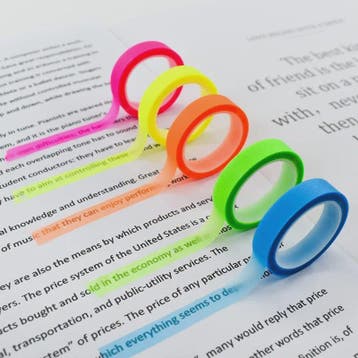 5 Rollen Transparante Fluorescerende Markeringstape - 5 Kleu, Verzenden, Nieuw in verpakking